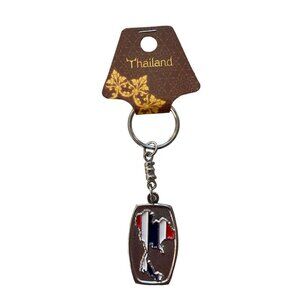 Thailand Map Souvenir New Keychain Key Ring Silver Metal 3.5" Long